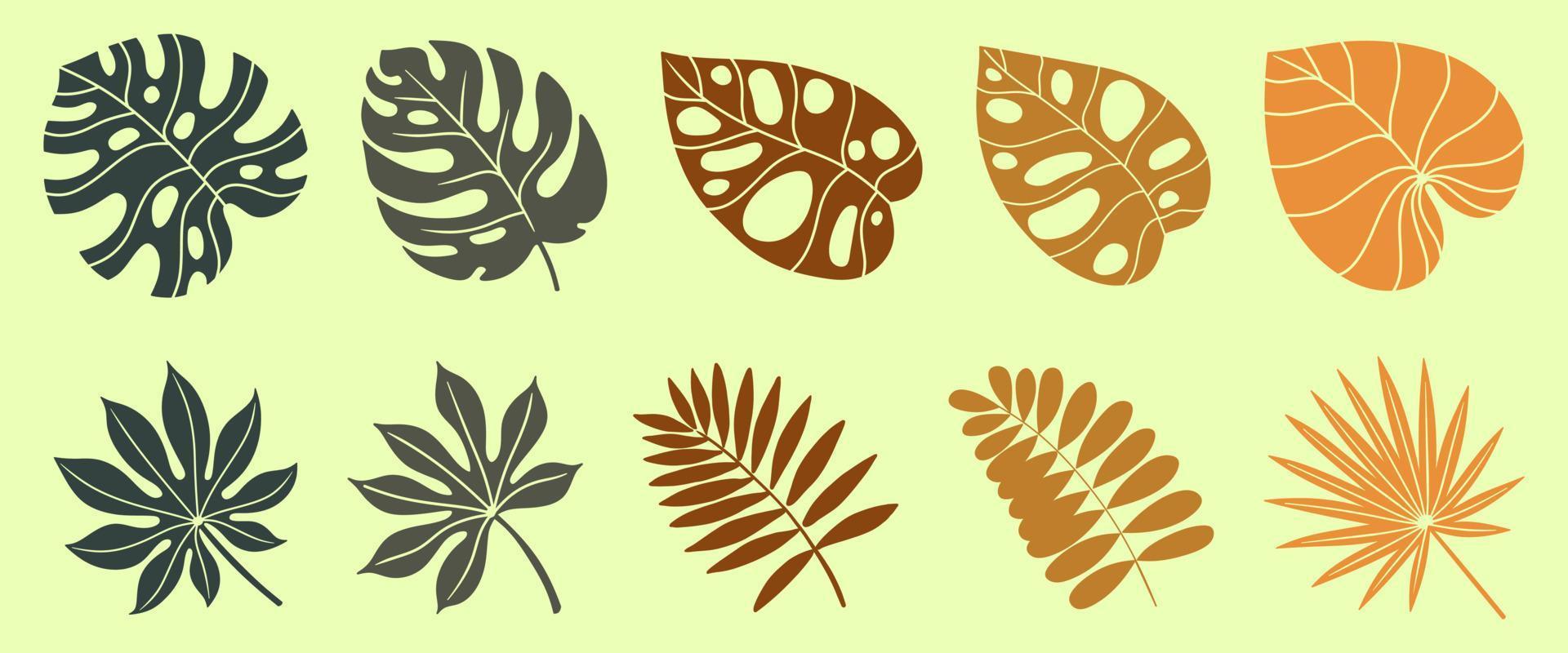 vector reeks van tropisch thema bladeren