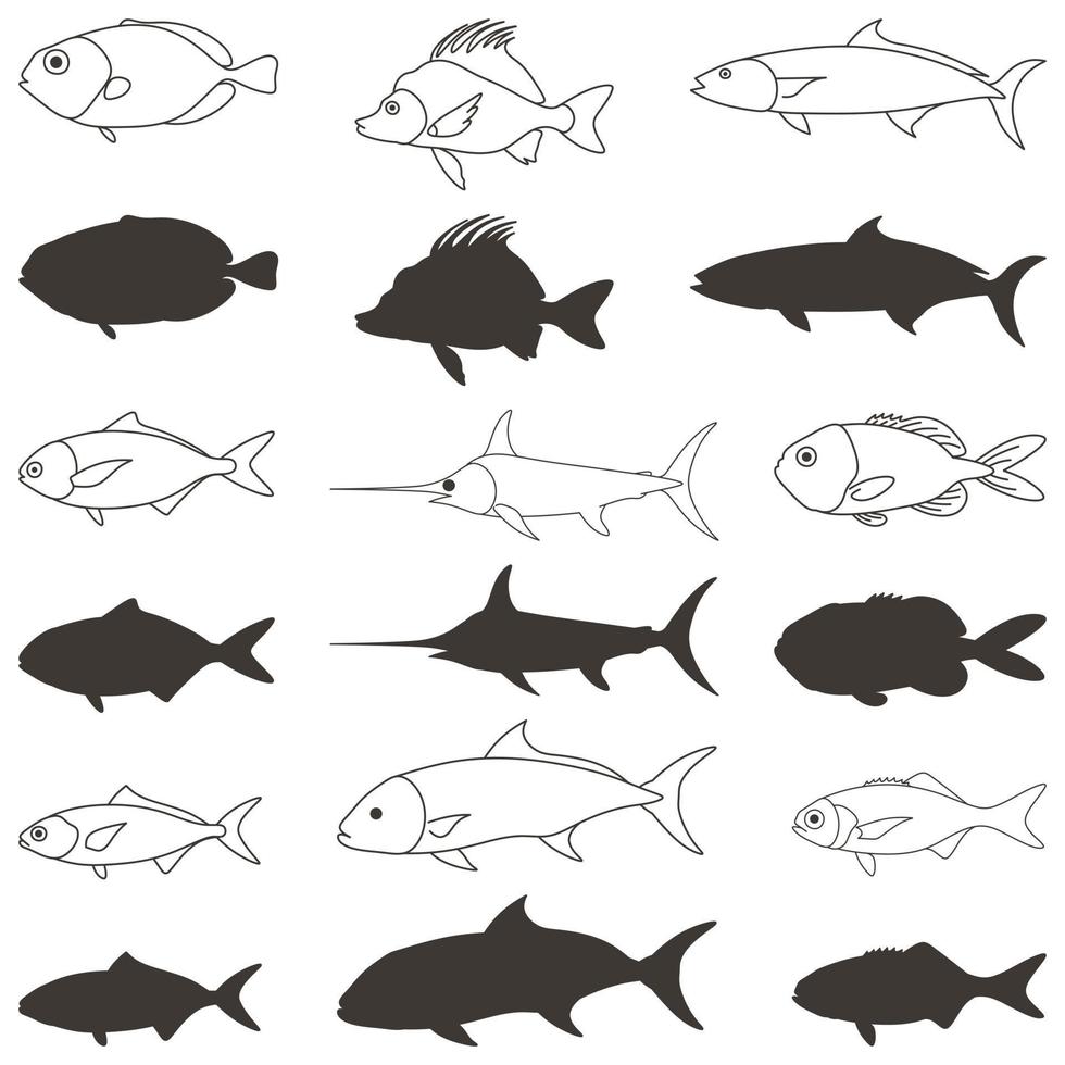 vrij vector verzameling van vis in divers types 2