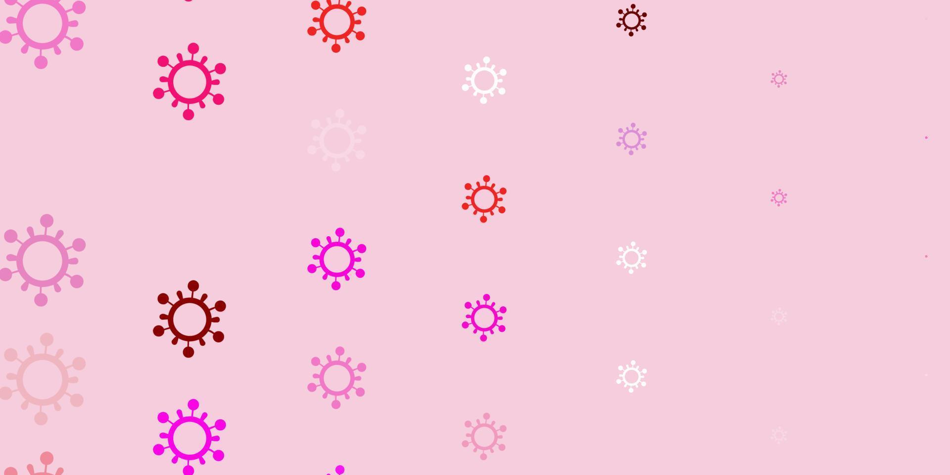 lichtpaars, roze vectorpatroon met coronaviruselementen. vector