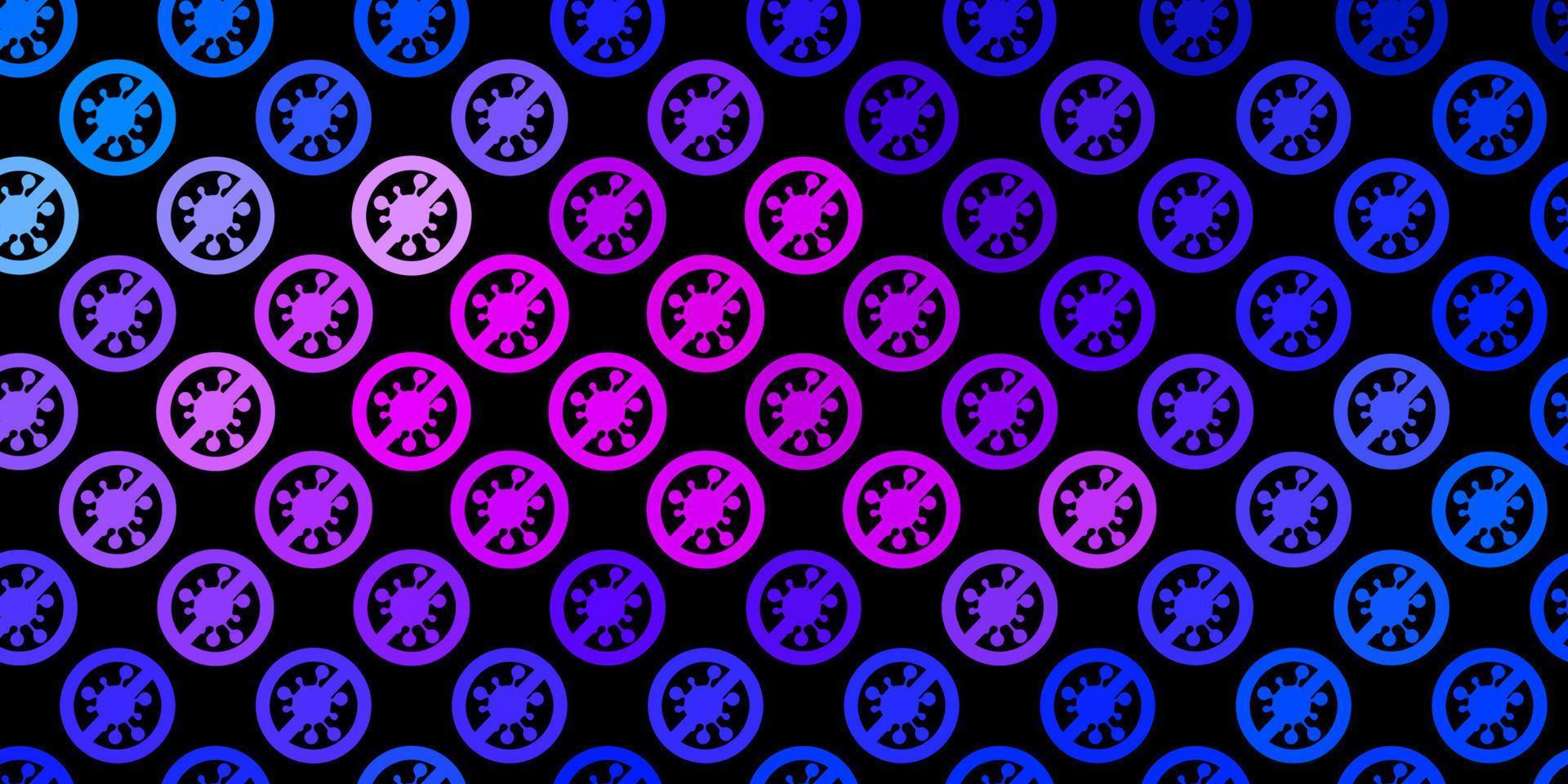 donkerblauwe, rode vectorachtergrond met virussymbolen. vector