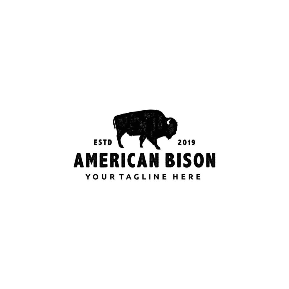 bizon dier silhouet wijnoogst logo ontwerp vector