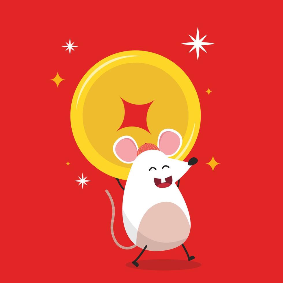 Rat karakter ontwerp. behang. vrij ruimte voor tekst. kopiëren ruimte. gelukkig Chinese nieuw jaar groet poster. jaar van de Rat behang. vector