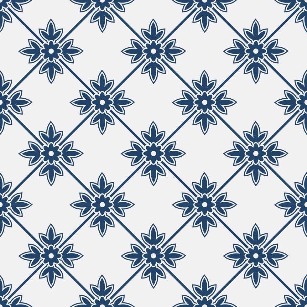 blauw en wit wijnoogst Delft patroon vector