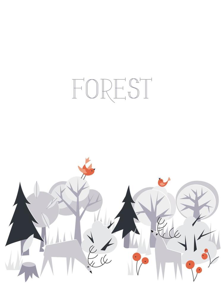 winter Woud met dieren illustratie vector