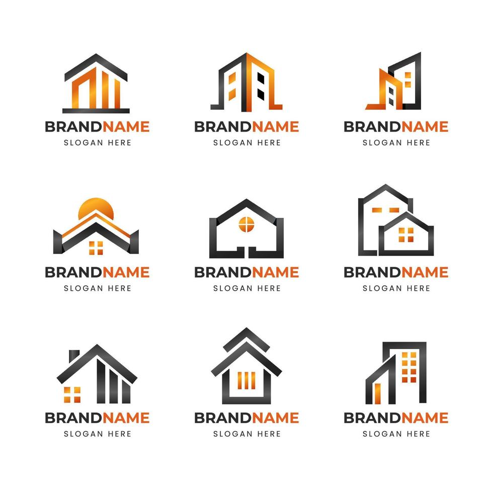 bouwbedrijf logo set vector