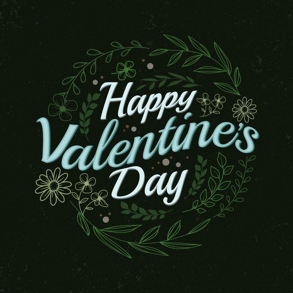 gelukkig Valentijnsdag dag belettering met bloemen decoratie vector