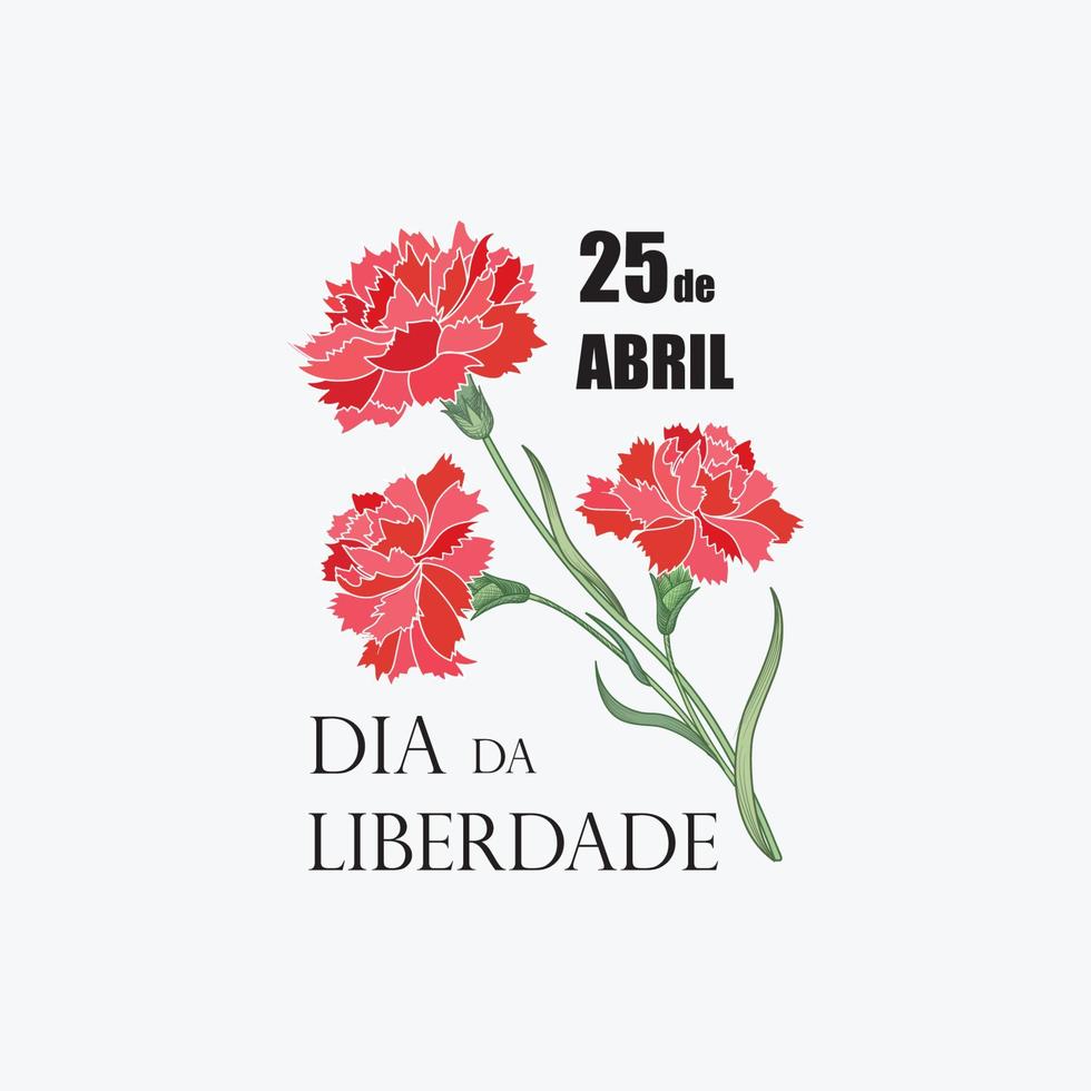 Portugal vrijheid dag. 25 april nacional vakantie van rood anjer revolutie. Portugees vakantie vector illustratie