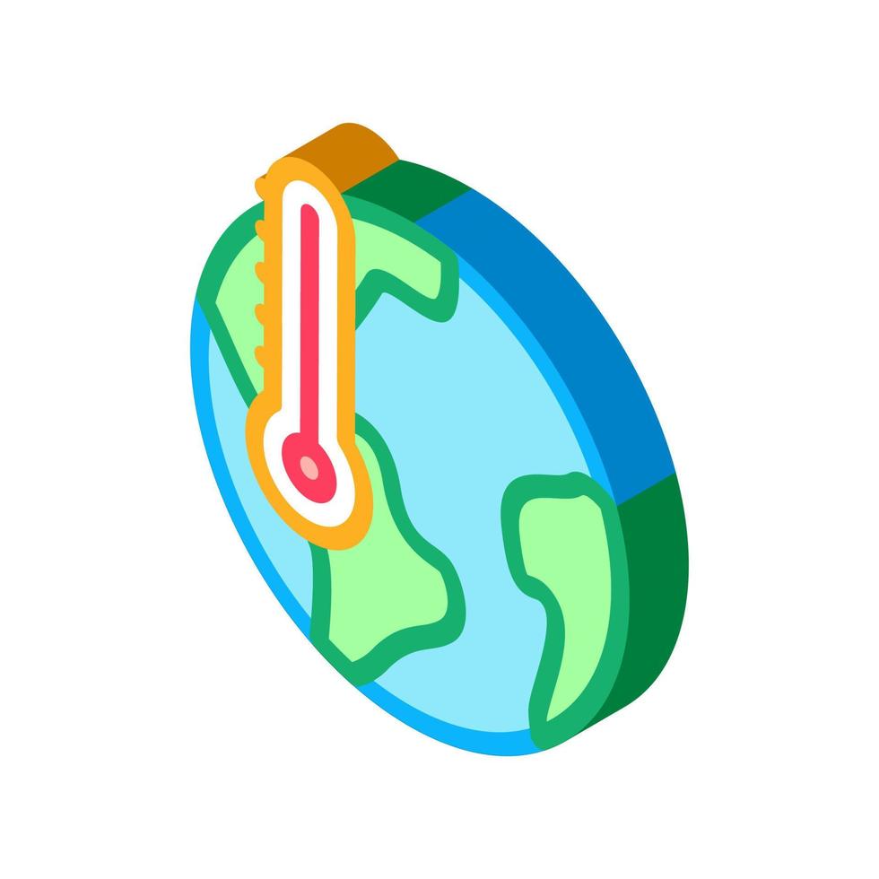 aarde temperatuur isometrische icoon vector illustratie kleur