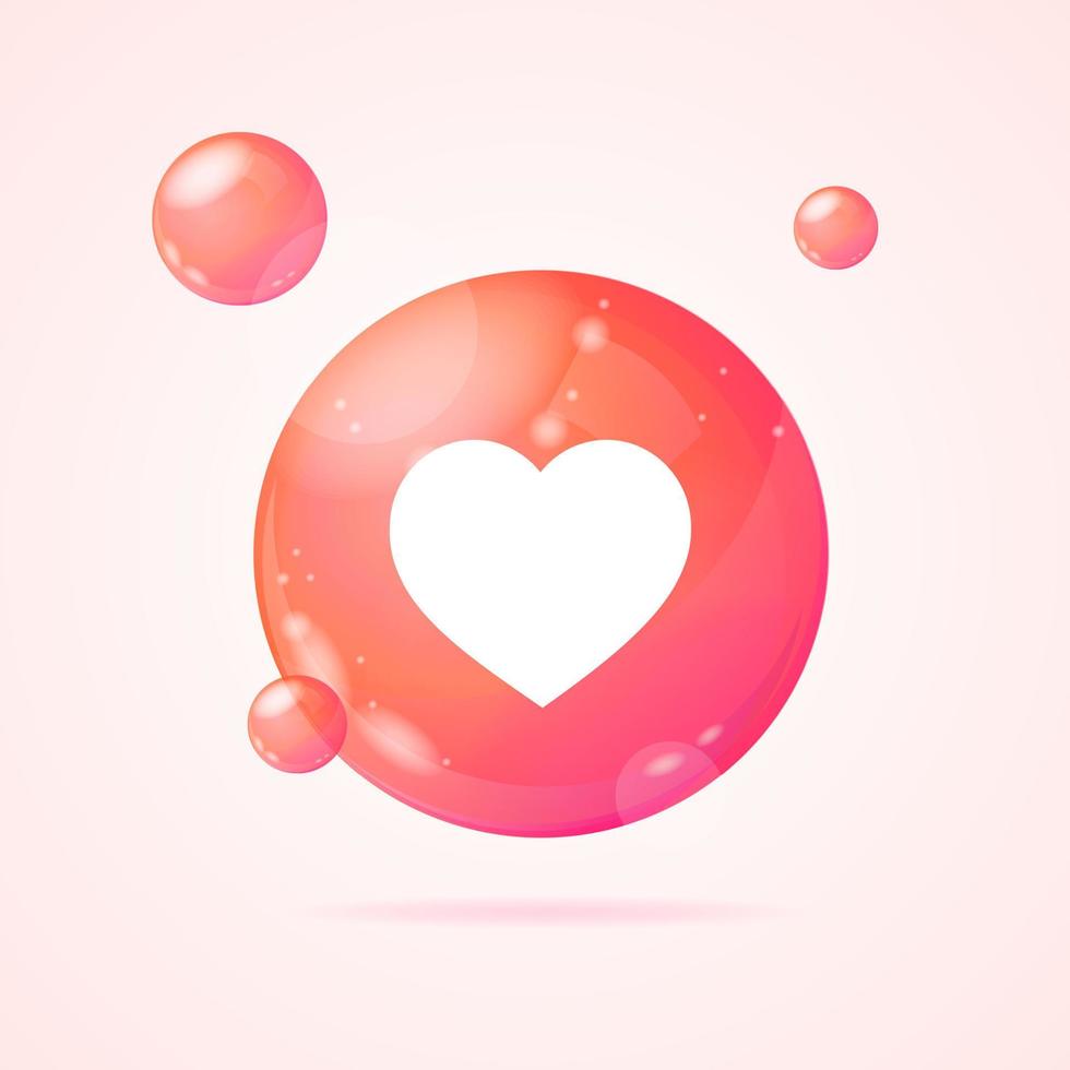 realistisch 3d gedetailleerd rood bubbel met hart vorm geven aan. vector
