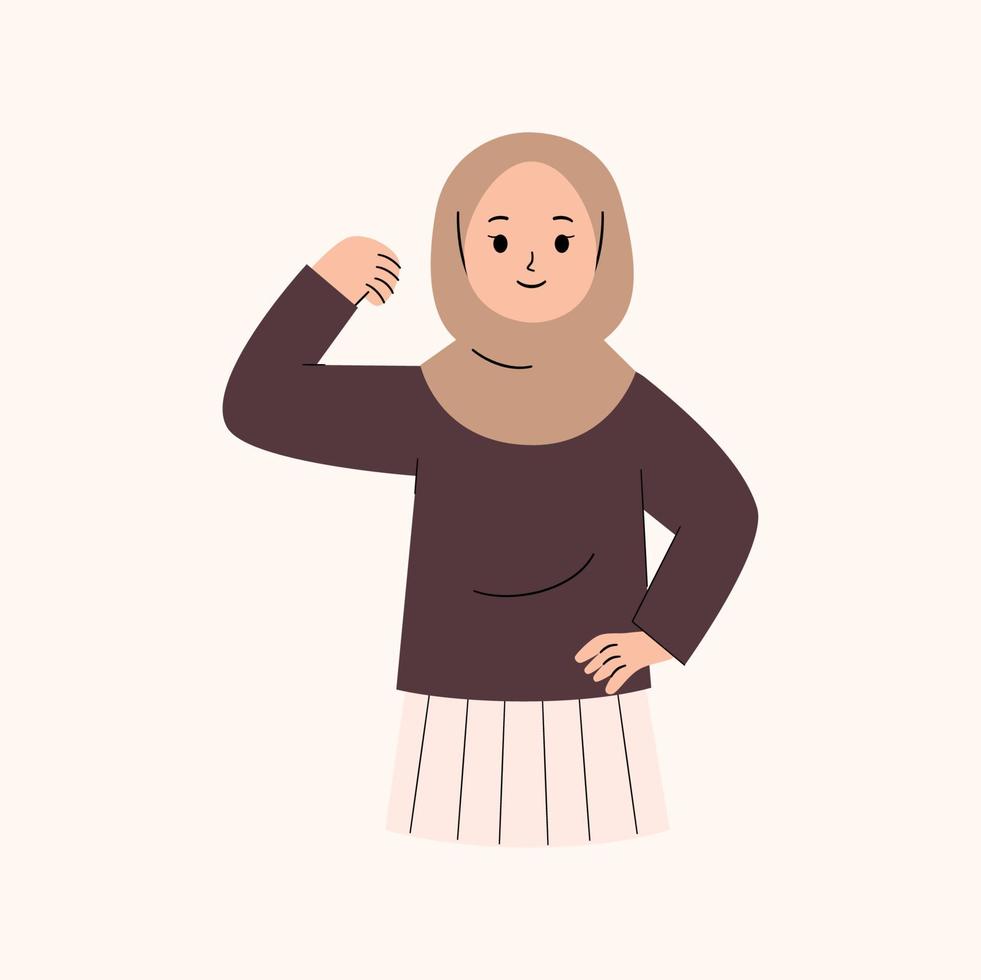 moslim vrouw met sterk hand- gebaar vector