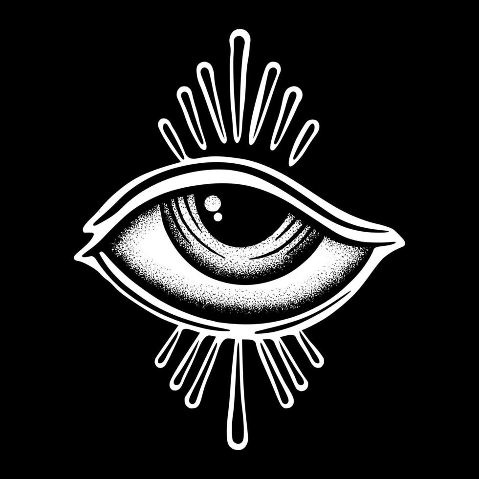 oog wijnoogst kunst illustratie hand- getrokken zwart en wit vector voor tatoeëren, sticker, logo enz