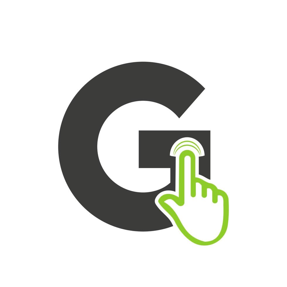 brief g vinger Klik logo vector sjabloon concept voor technologie symbool