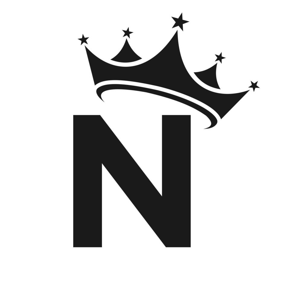 brief n kroon logo voor schoonheid, mode, ster, elegant, luxe teken vector