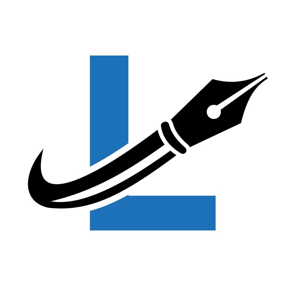 onderwijs logo Aan brief l concept met pen penpunt vector sjabloon