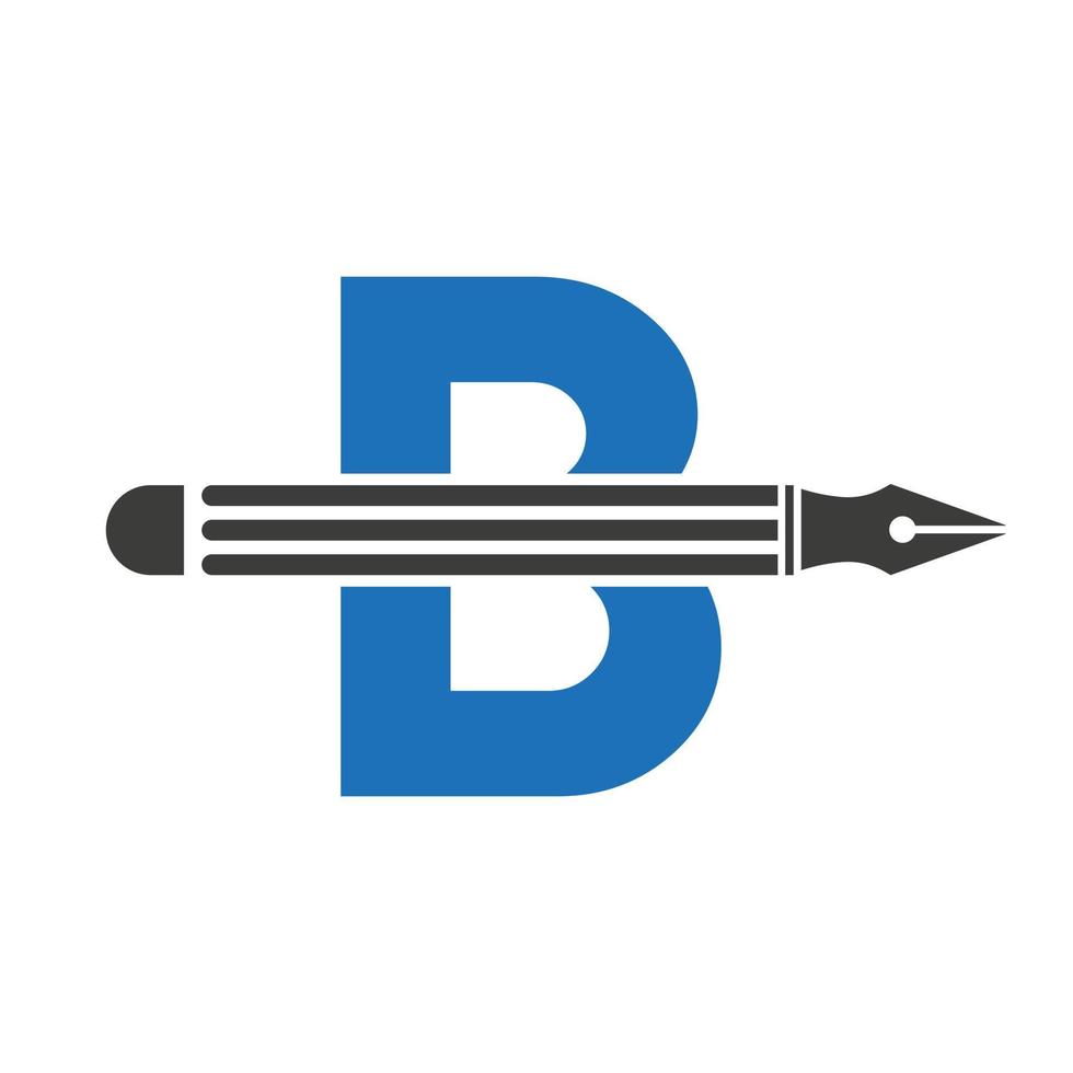 brief b met potlood logo ontwerp concept voor kunst ontwerper logotype architecten logo vector sjabloon