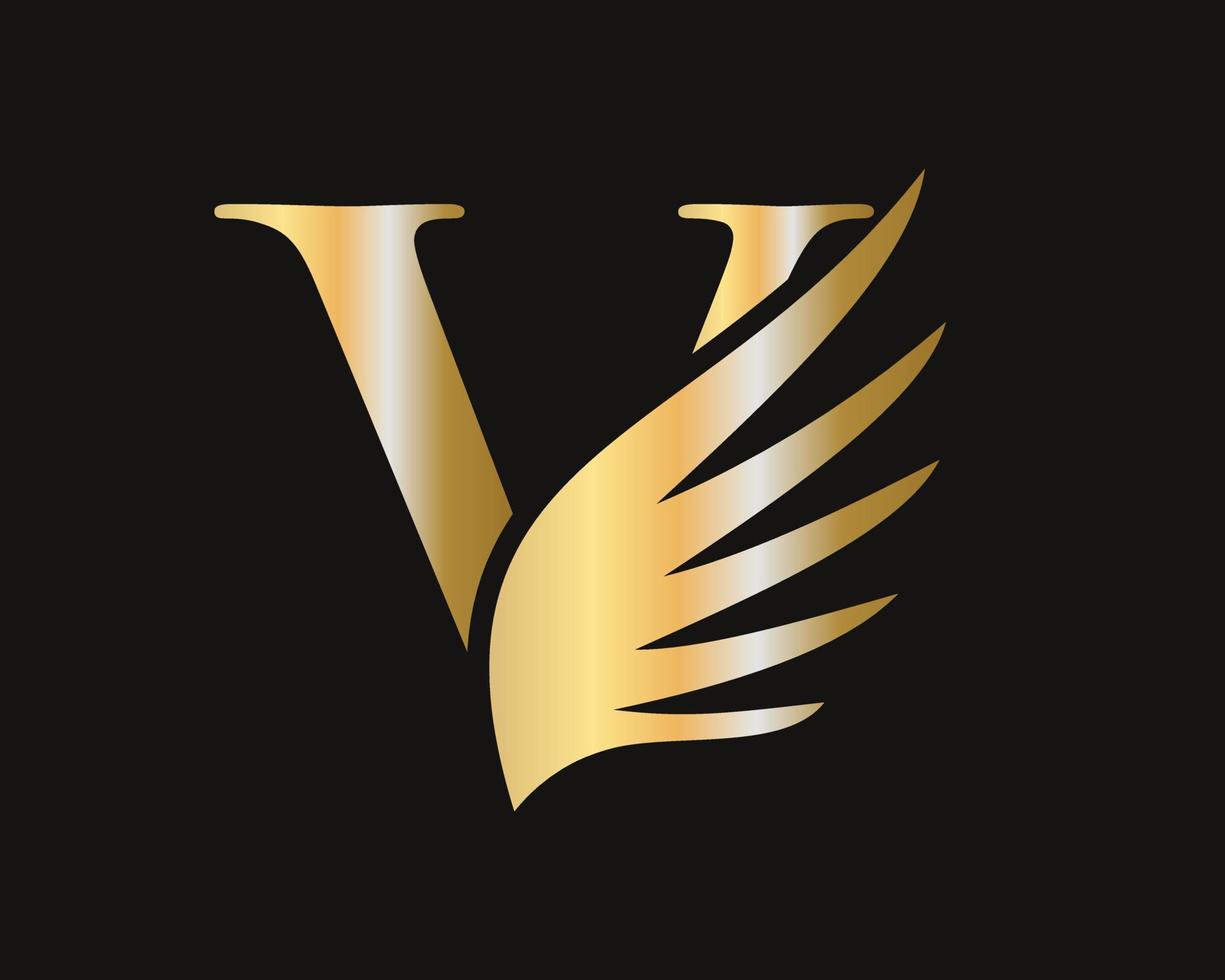 brief v vleugel logo ontwerp. vervoer logotype vector