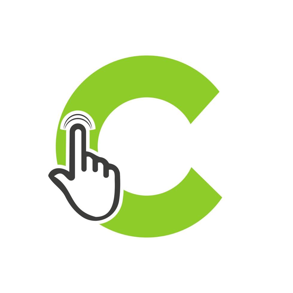 brief c vinger Klik logo vector sjabloon concept voor technologie symbool