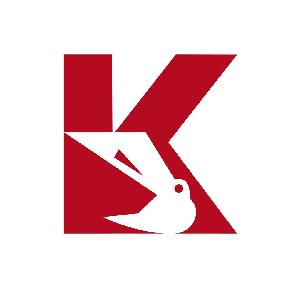 brief k bouw logo gecombineerd met bouw kraan symbool vector sjabloon