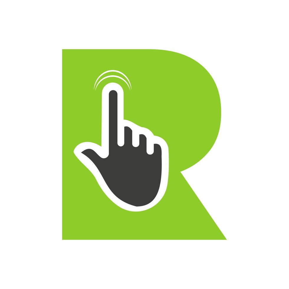 brief r vinger Klik logo vector sjabloon concept voor technologie symbool