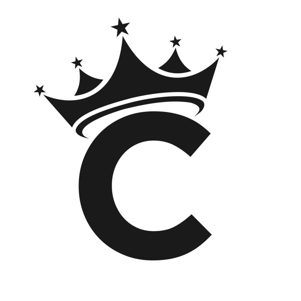 brief c kroon logo voor schoonheid, mode, ster, elegant, luxe teken vector