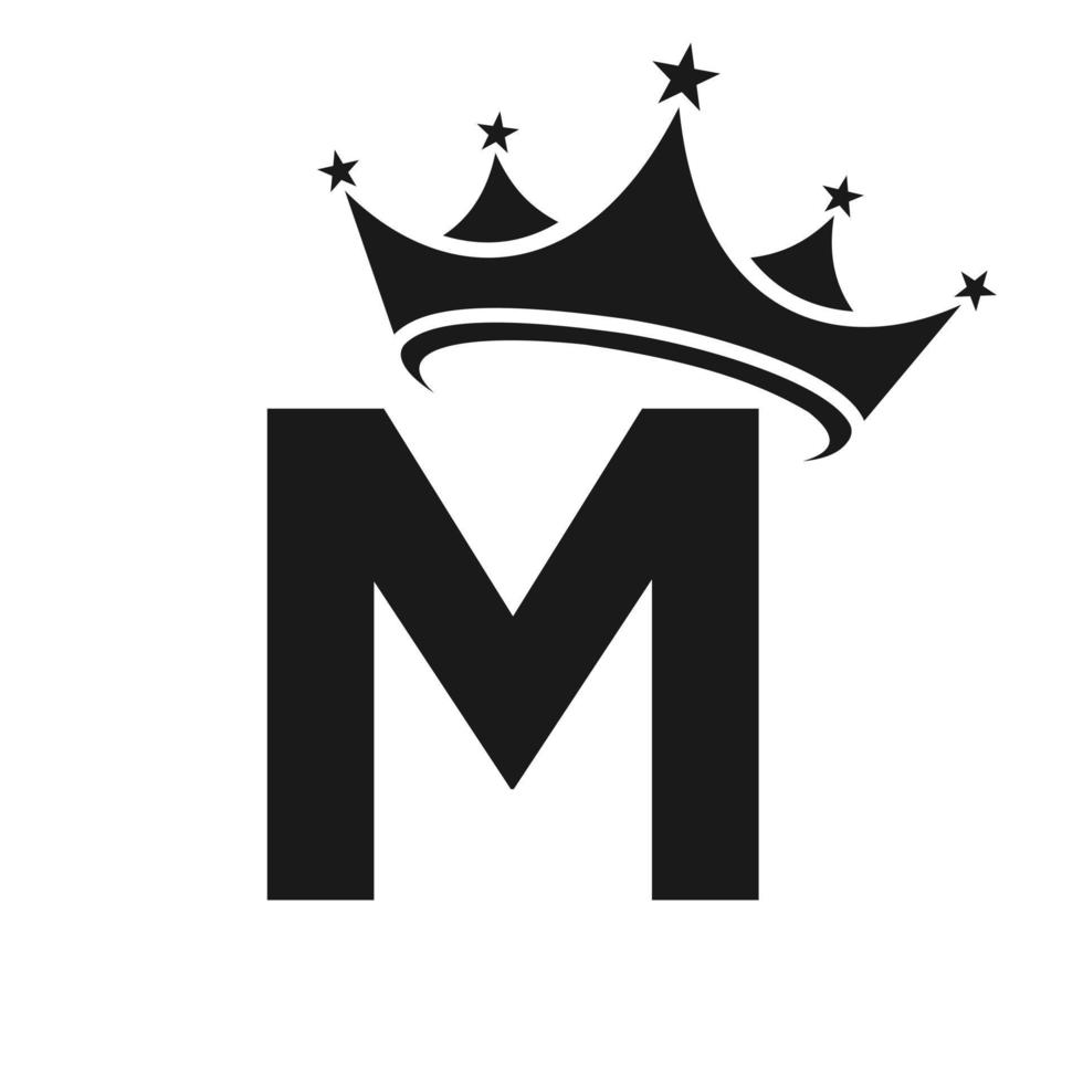 brief m kroon logo voor schoonheid, mode, ster, elegant, luxe teken vector