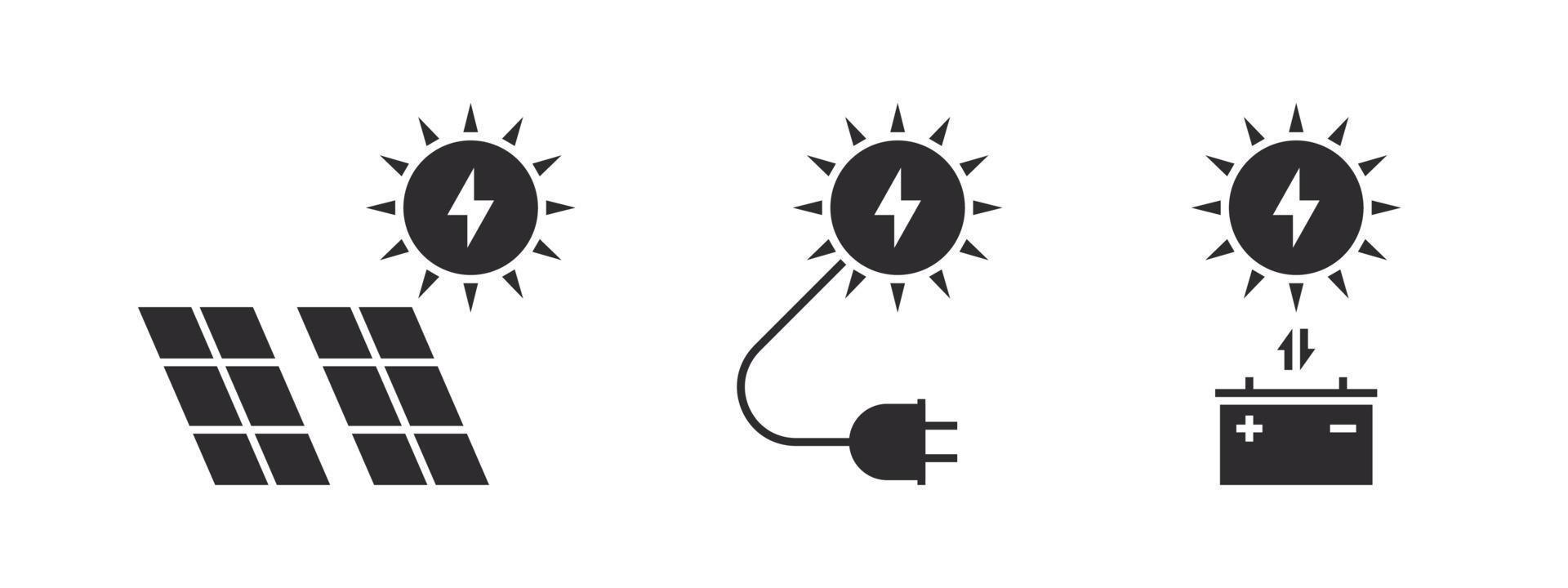 zonne- energie. zonne- paneel pictogrammen. groen energie icoon set. pictogrammen van elektriciteit. vector illustratie