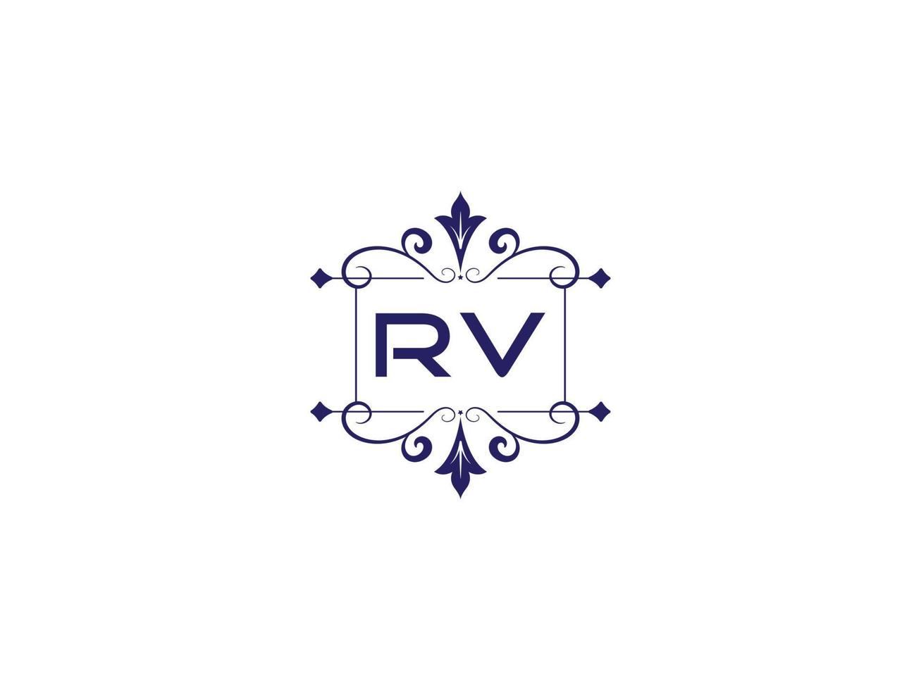 monogram rv luxe logo, uniek rv logo brief ontwerp vector