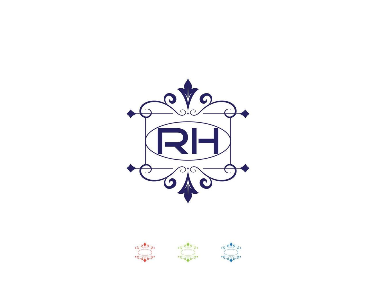 monogram rh luxe logo, uniek rh logo brief ontwerp vector