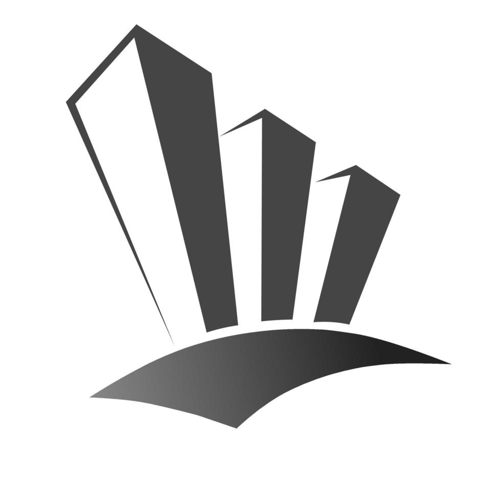 logo beeld van drie gebouwen met een snelweg vector