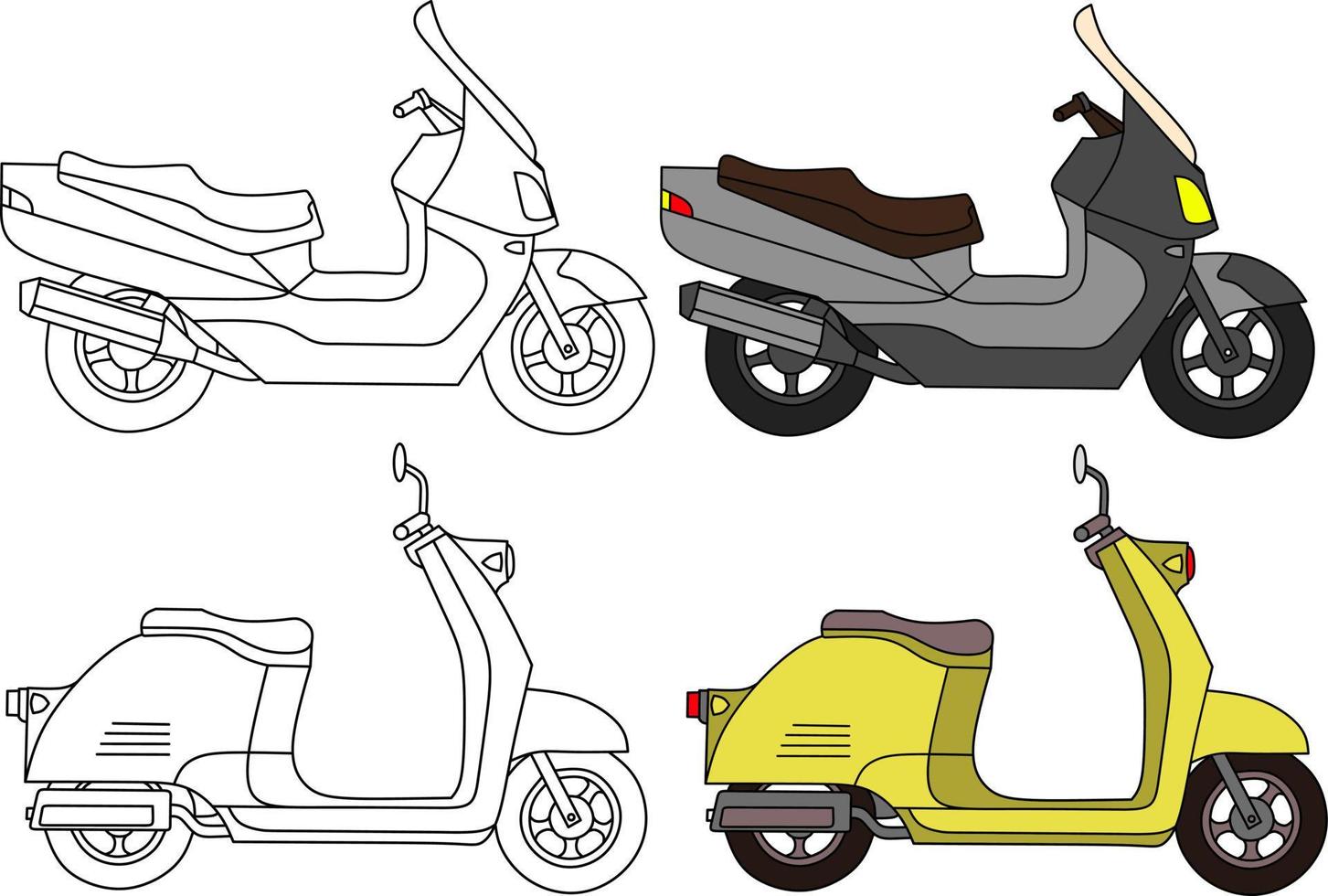 vector beeld van klassiek en modern motor scooter