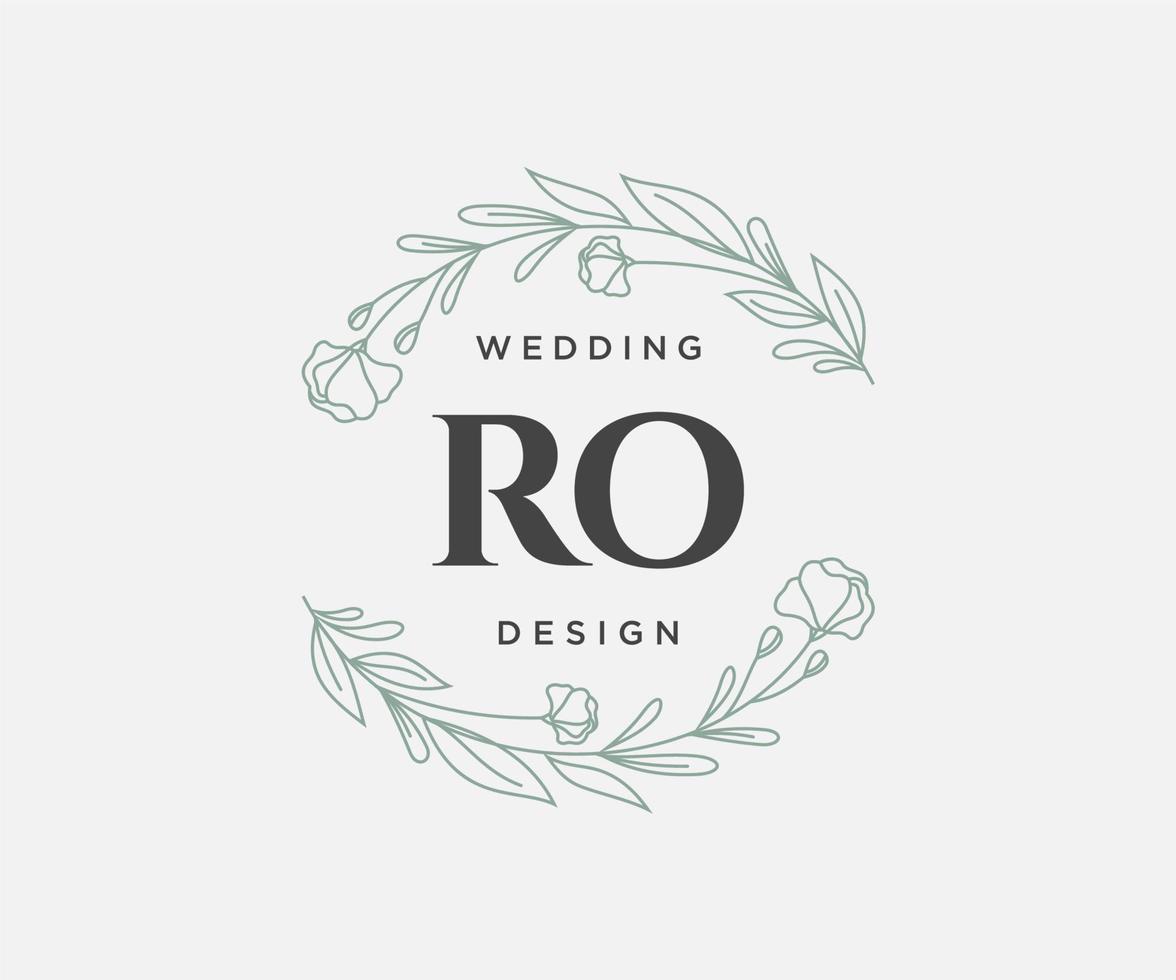 ro initialen brief bruiloft monogram logos verzameling, hand- getrokken modern minimalistisch en bloemen Sjablonen voor uitnodiging kaarten, opslaan de datum, elegant identiteit voor restaurant, boetiek, cafe in vector