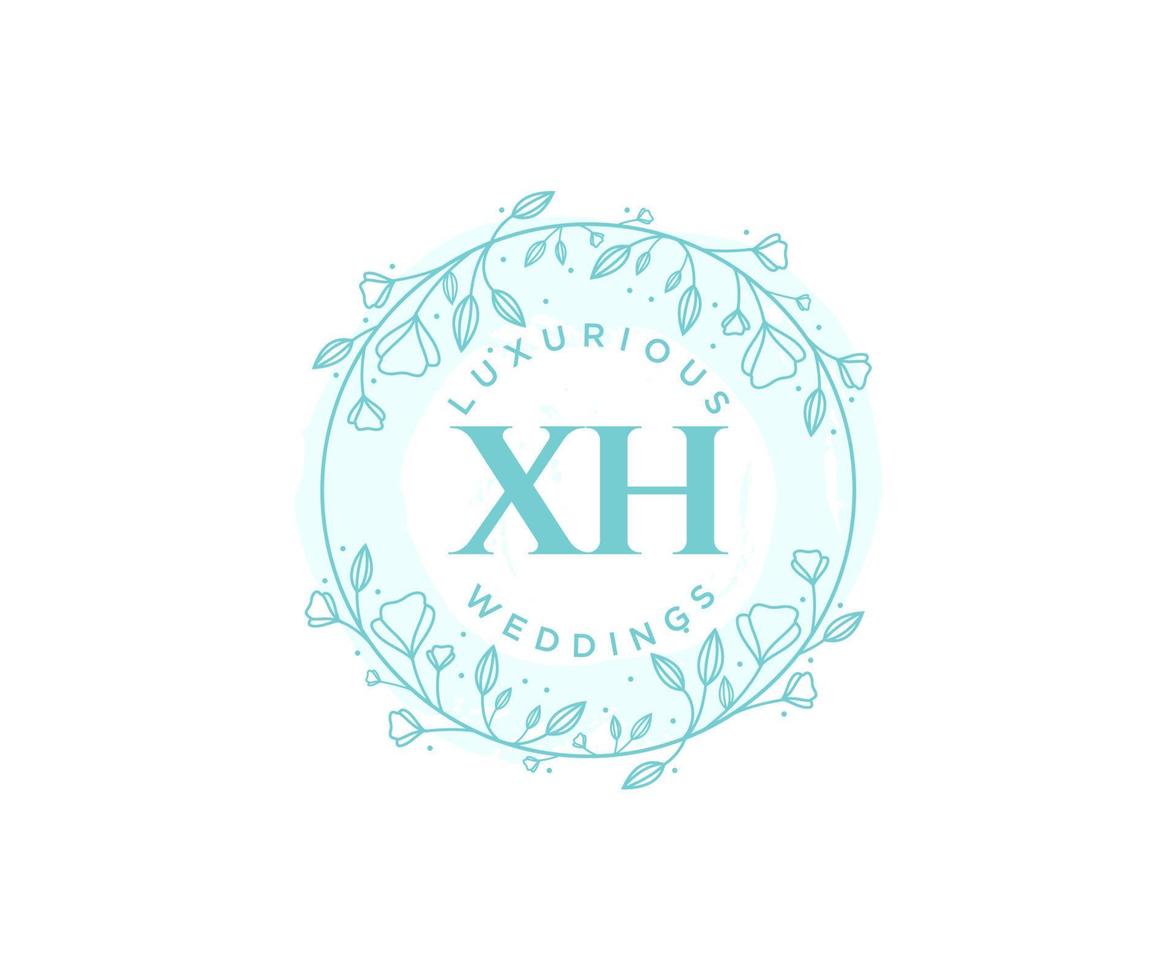 xh initialen brief bruiloft monogram logos sjabloon, hand- getrokken modern minimalistisch en bloemen Sjablonen voor uitnodiging kaarten, opslaan de datum, elegant identiteit. vector