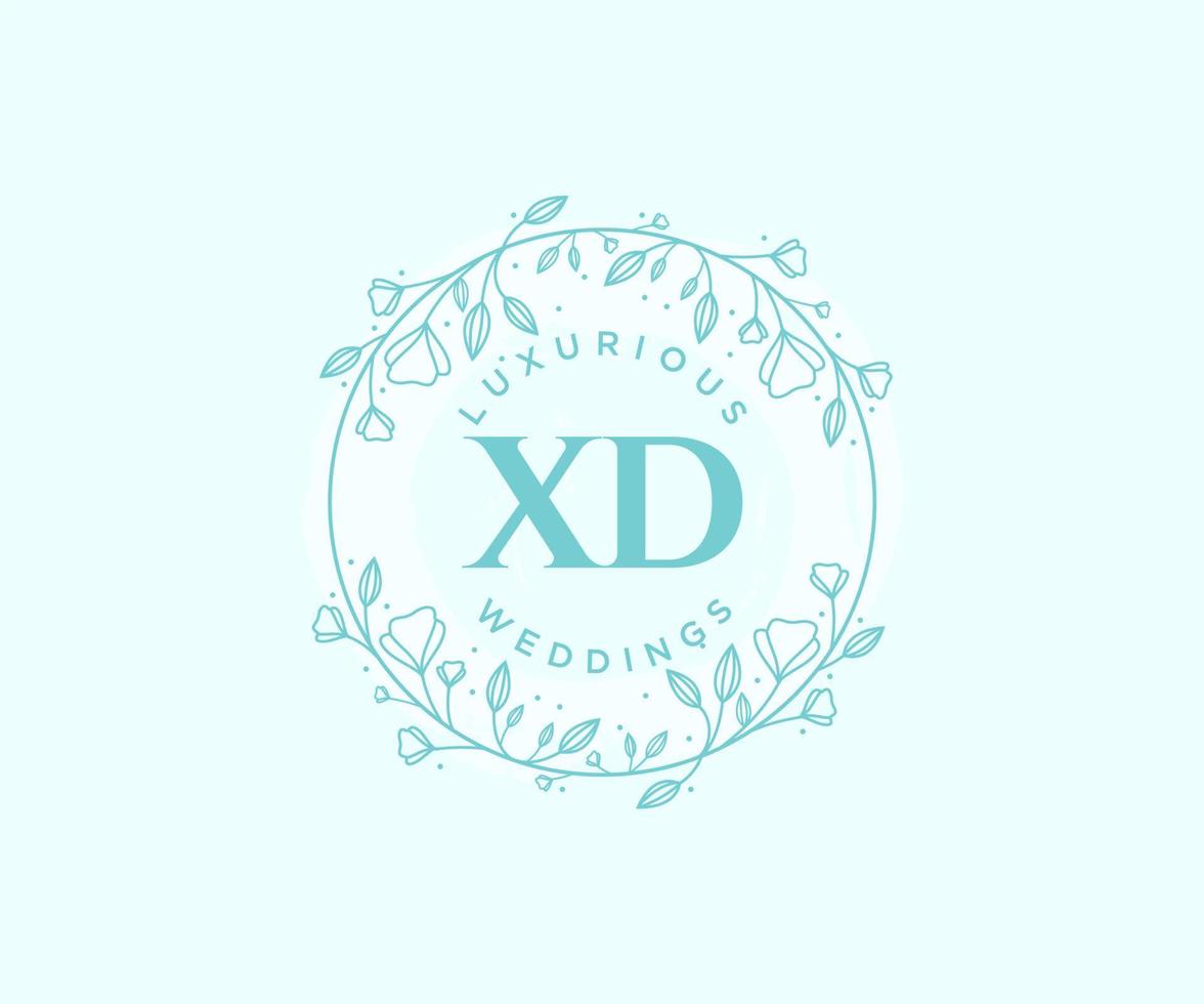 xd initialen brief bruiloft monogram logos sjabloon, hand- getrokken modern minimalistisch en bloemen Sjablonen voor uitnodiging kaarten, opslaan de datum, elegant identiteit. vector