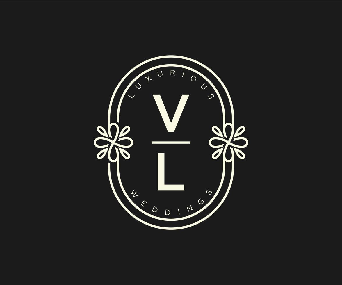 vl initialen brief bruiloft monogram logos sjabloon, hand- getrokken modern minimalistisch en bloemen Sjablonen voor uitnodiging kaarten, opslaan de datum, elegant identiteit. vector