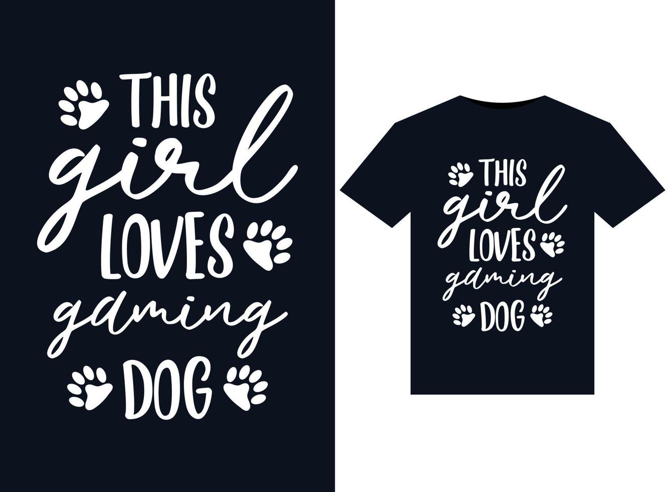 deze meisje liefdes gaming hond illustraties voor drukklare t-shirts ontwerp vector