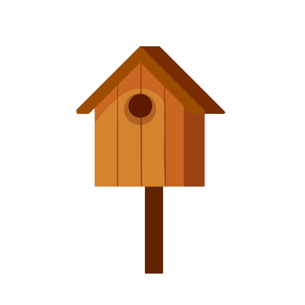 houten vogelhuisje. huis voor vogel. eigengemaakt nest voor dier. vlak tekenfilm illustratie vector
