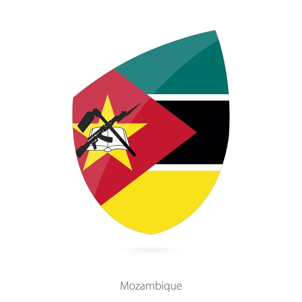 vlag van Mozambique in de stijl van rugby icoon. vector