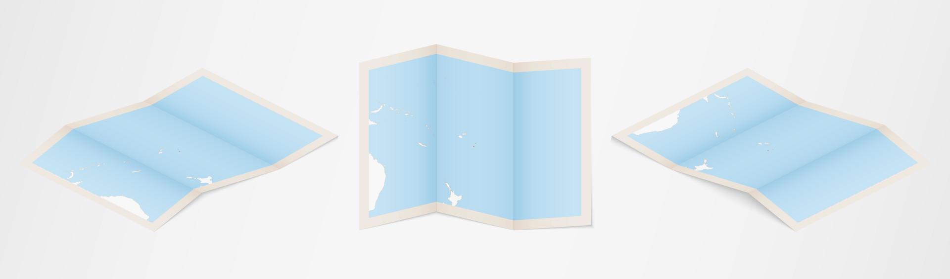 gevouwen kaart van Tonga in drie verschillend versies. vector
