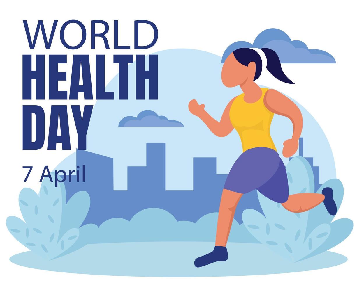 illustratie vector grafisch van een vrouw is jogging in een stad park, perfect voor Internationale dag, wereld Gezondheid dag, vieren, groet kaart, enz.