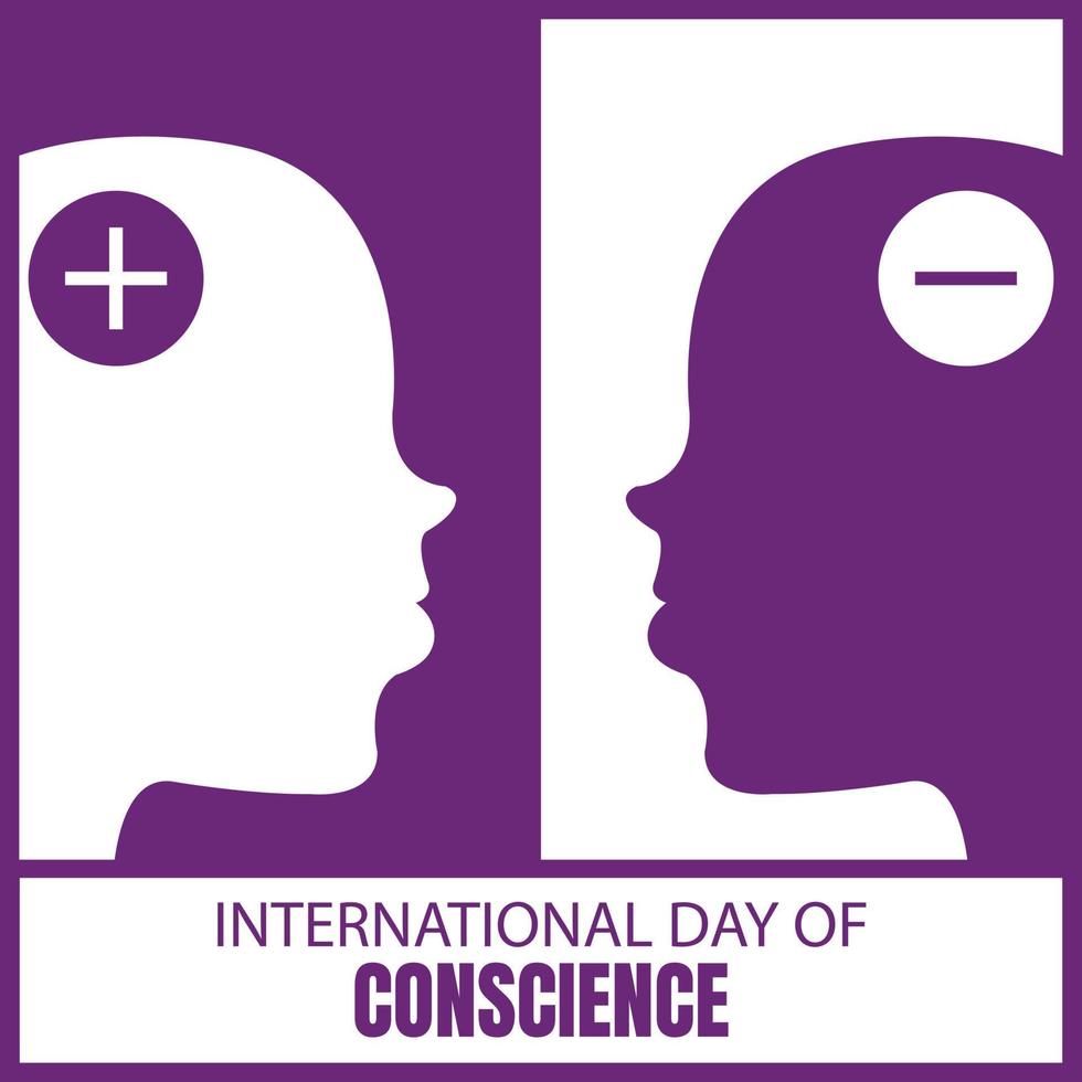 illustratie vector grafisch van twee hoofd silhouetten met positief en negatief symbolen, perfect voor Internationale dag, Internationale dag van geweten, vieren, groet kaart, enz.