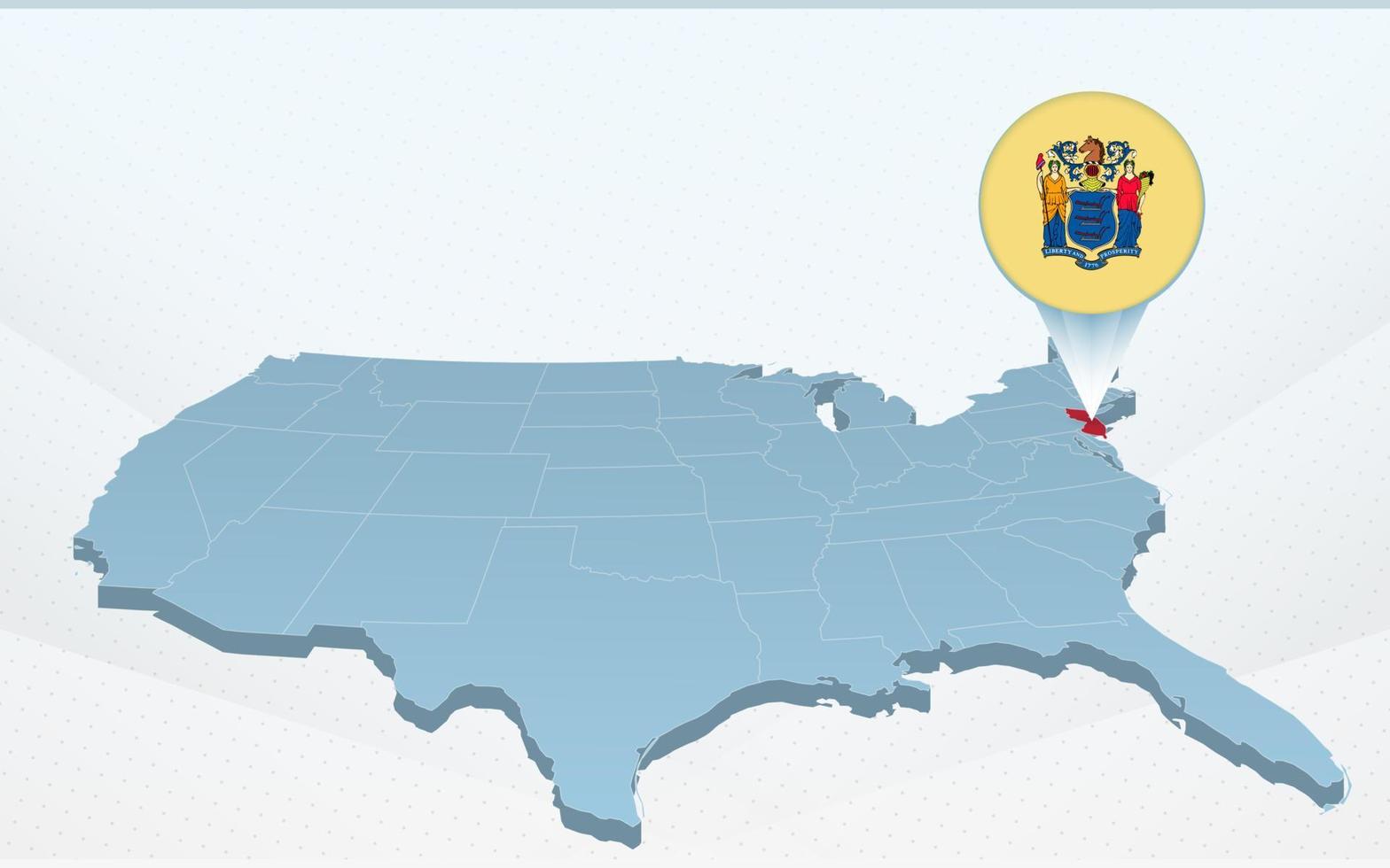nieuw Jersey staat kaart Aan Verenigde staten van Amerika kaart in perspectief. vector