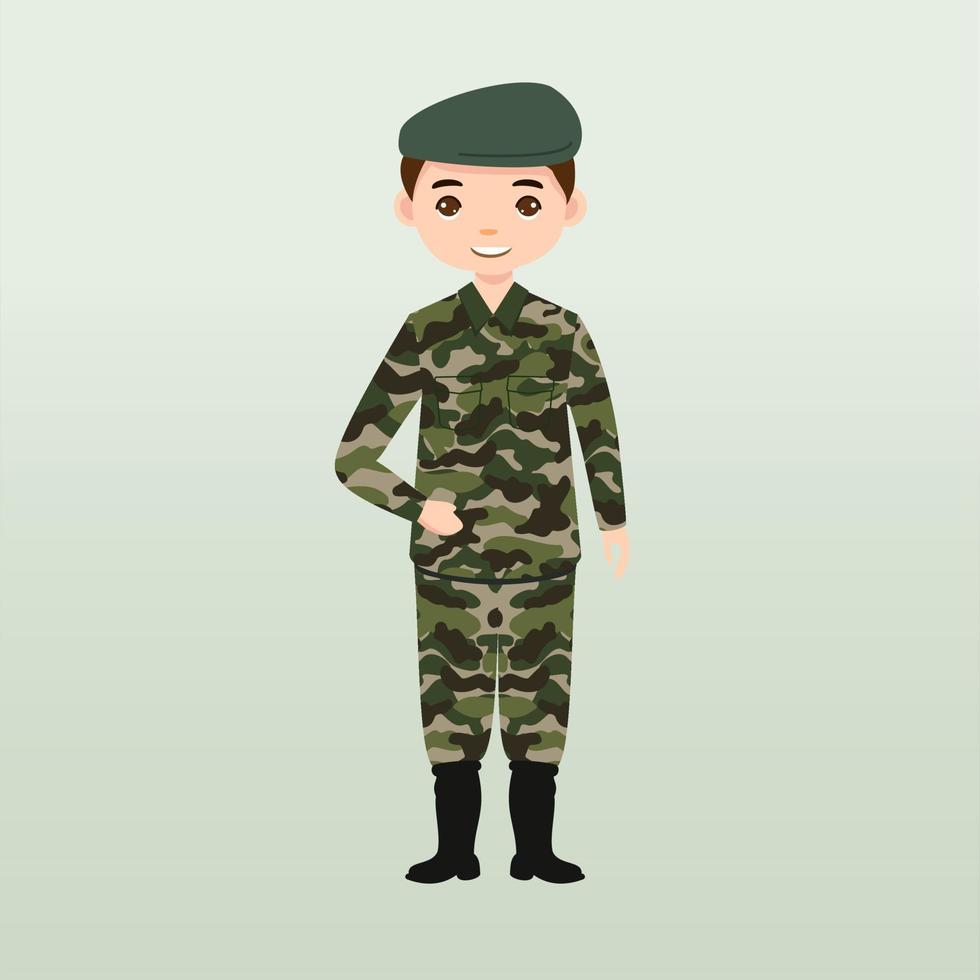 leger soldaten, mannen in gevecht uniform groetend. schattig vlak tekenfilm stijl. soldaat houdt kijk maar Aan bewaker. rangers Aan grens. commando's team eenheid. speciaal dwingen bemanning. leger of soldaat karakter vector. vector