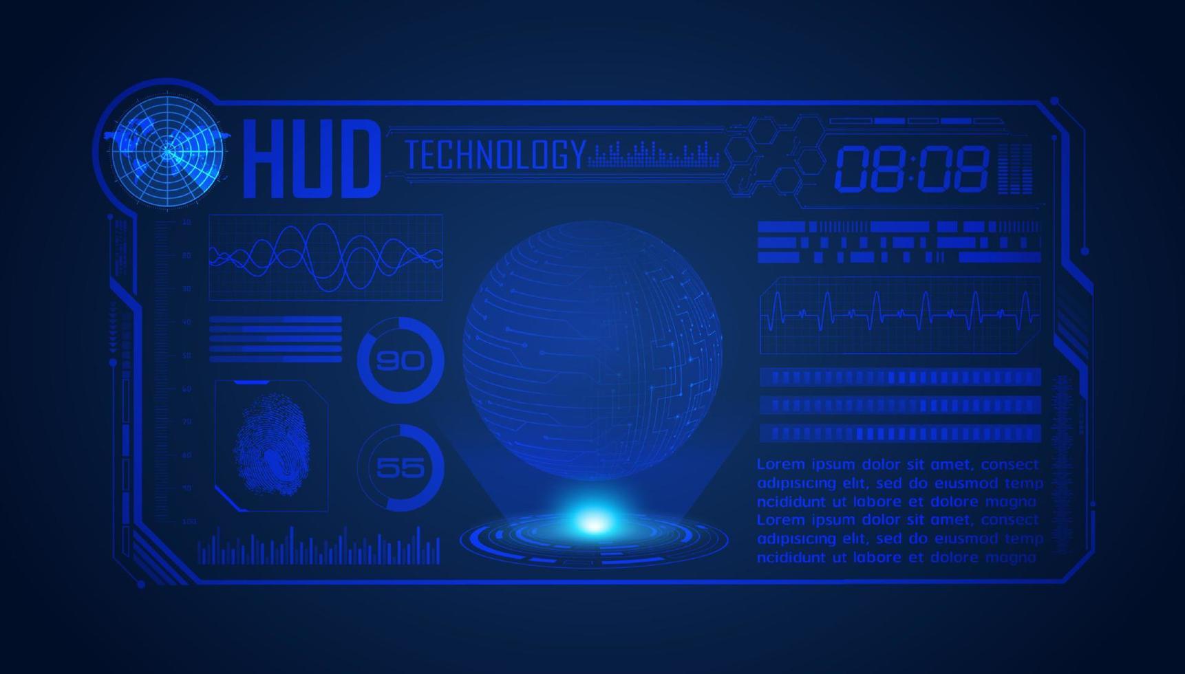 blauw modern hud technologie scherm achtergrond vector