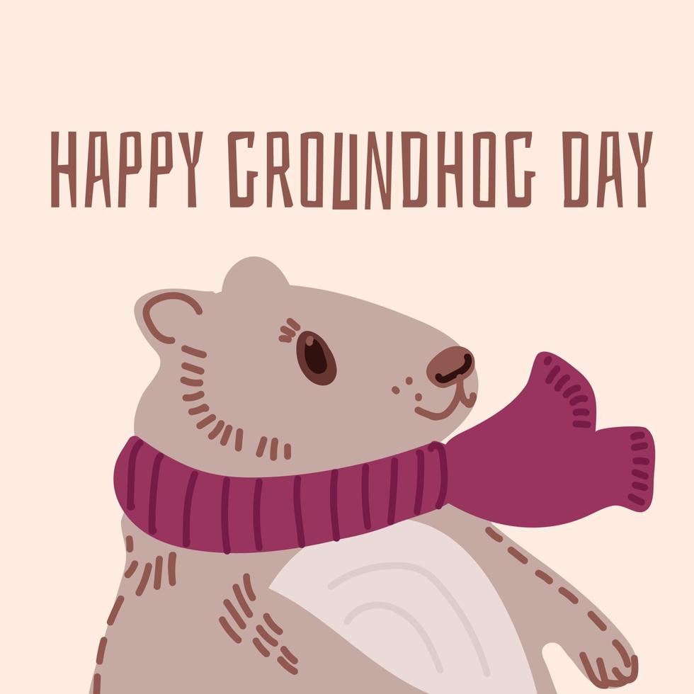 gelukkig groundhog dag. ontwerp voor afdrukken groeten kaart, banier, poster. vector illustratie.