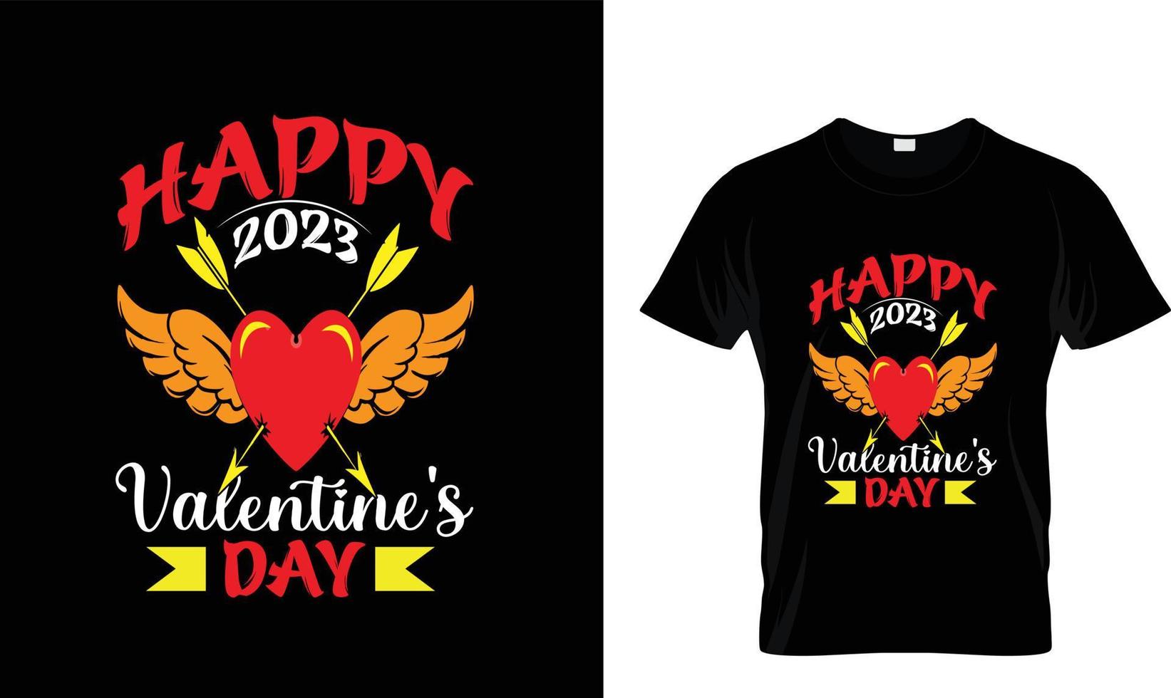 gelukkig 2023 valentijnsdag dag t-shirt ontwerp vector