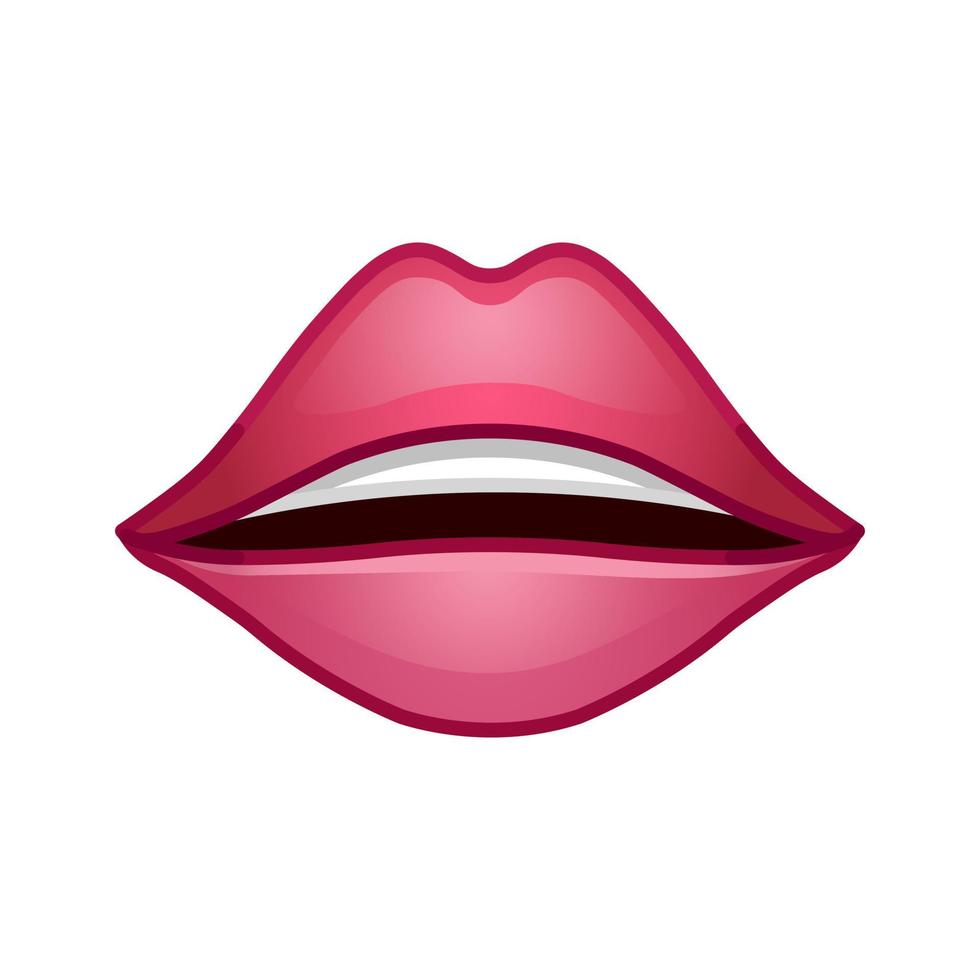 vrouw rood lippen groot grootte icoon voor emoji glimlach vector
