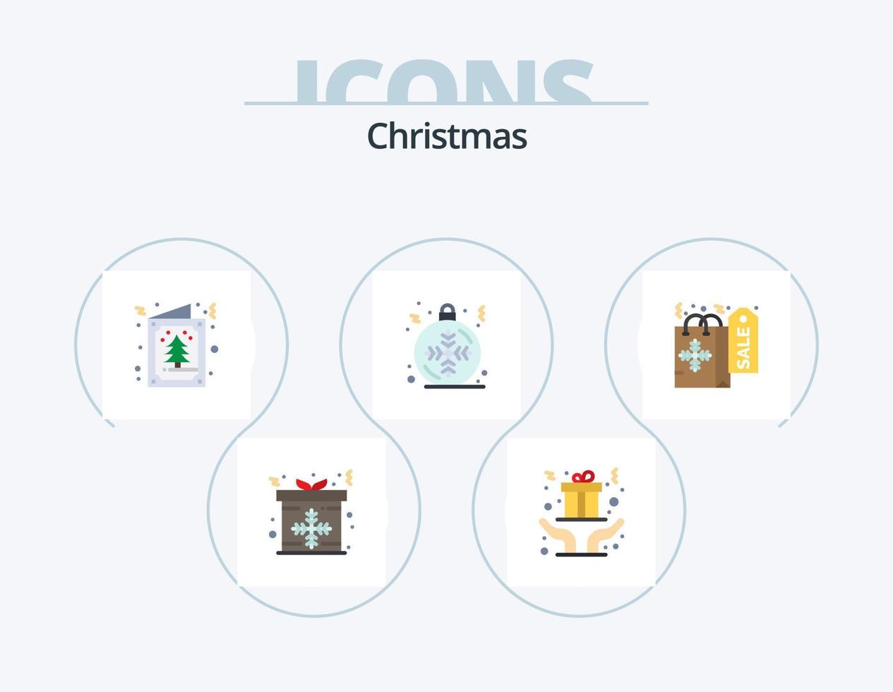 Kerstmis vlak icoon pak 5 icoon ontwerp. winkelen. winter. boom. sneeuwvlok. bal vector