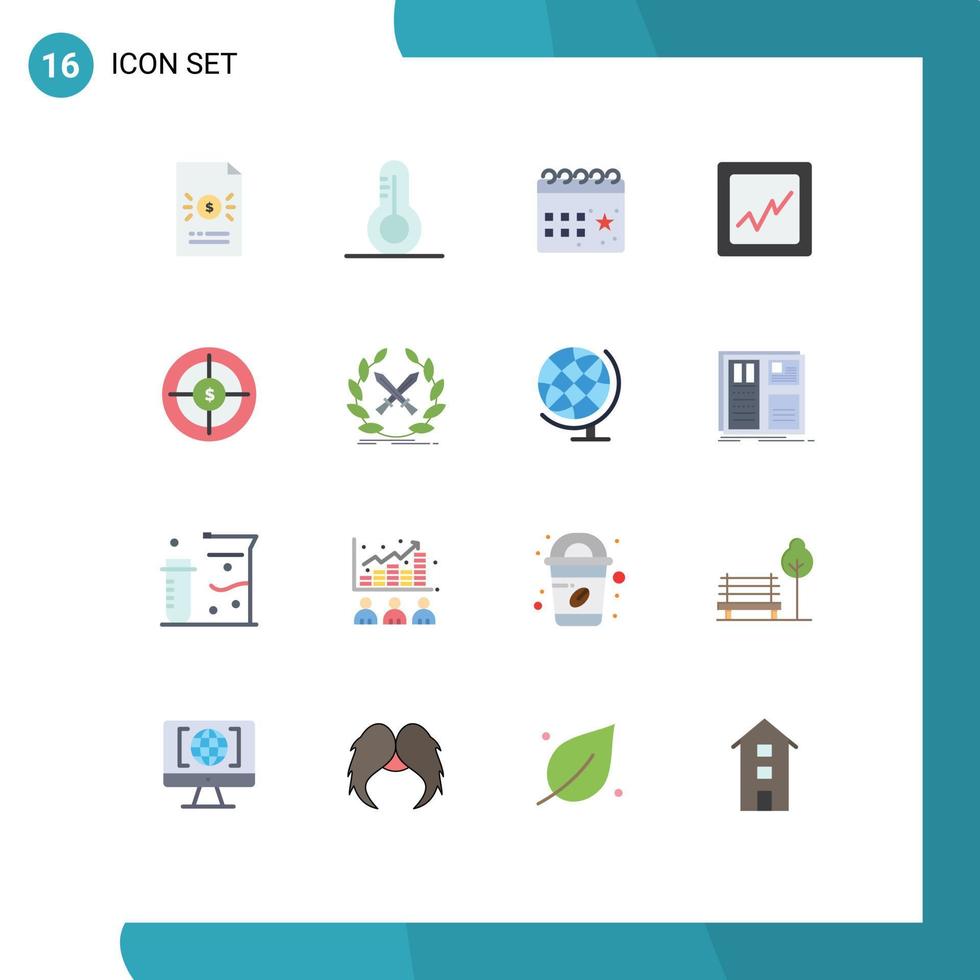 16 gebruiker koppel vlak kleur pak van modern tekens en symbolen van financiën publiek kalender diagram partij bewerkbare pak van creatief vector ontwerp elementen