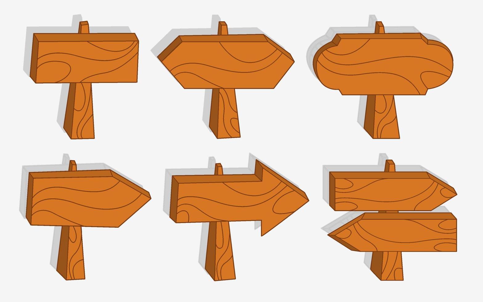 reeks van zes houten tekens vector