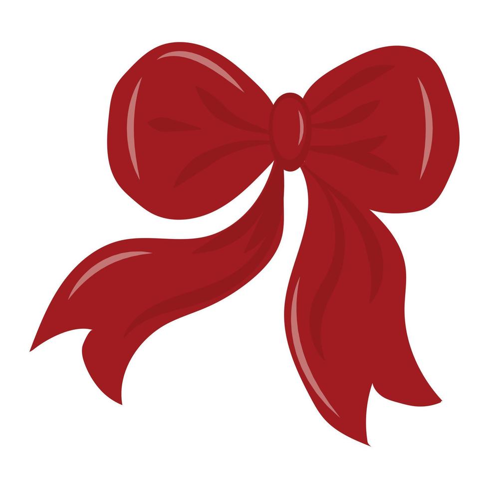 glimmend rood satijn lint geïsoleerd Aan wit achtergrond. vector rood boog en lintje. Kerstmis geschenk, Valentijnsdag dag, verjaardag verpakking element